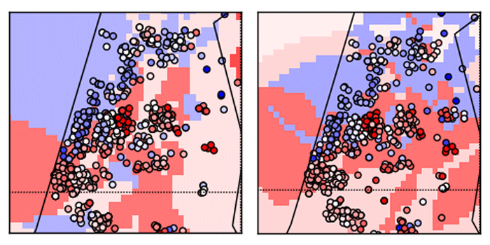 Zoom on Tel Aviv area. Long-lat on the left, Major-cities on the right